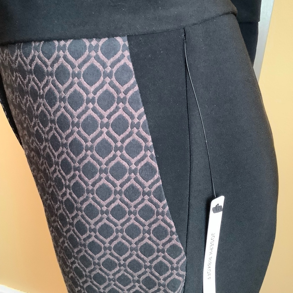 JOSEPH RIBKOFF Geometric Flare Trousers Black Brown 10 Stretch Knit - Picture 5 of 13